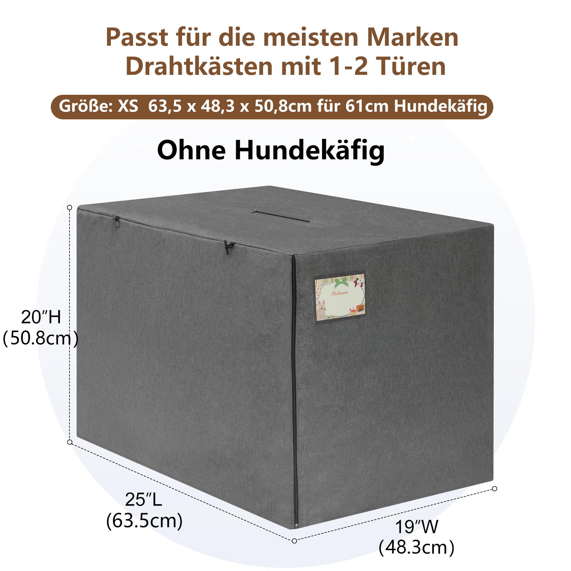 HiCaptain - Copertura per gabbie per cani, copertura per box per cani, antivento, per interni ed esterni (solo copertura, 63,5 * 48,3 * 50,8 cm (L*P*A))