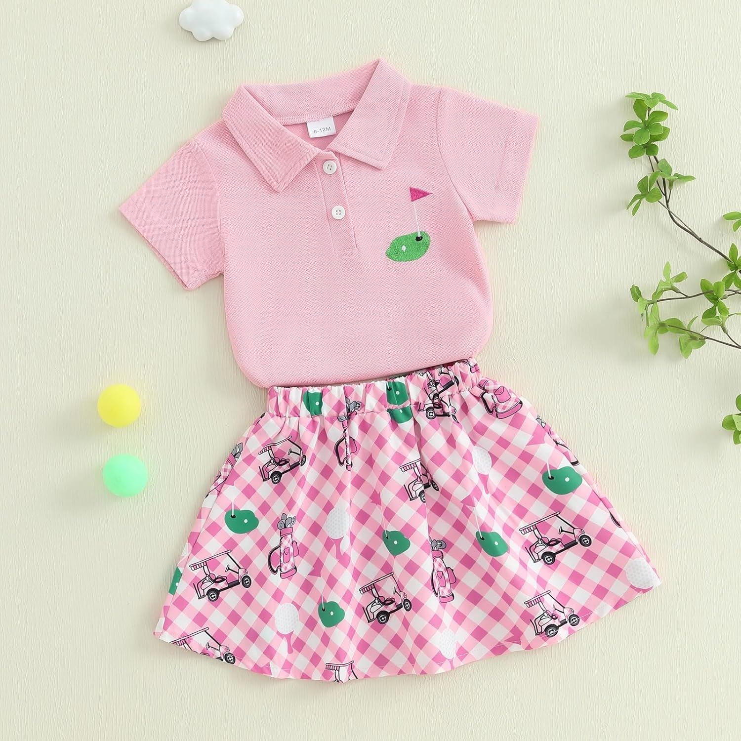 Toddler Baby Girl Golf Outfit Short Sleeve Hole in One Golf Polo Shirt Mini Skirt Set Cute Girls Summer Clothes - Image 5