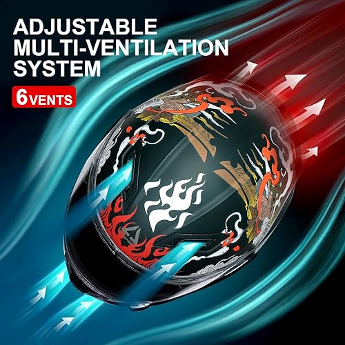 Miniatura 4 de TRIANGLE Cascos de motocicleta con visera completa para adultos, hombres y mujeres, con visera doble y protector solar interno, aprobado por DOT