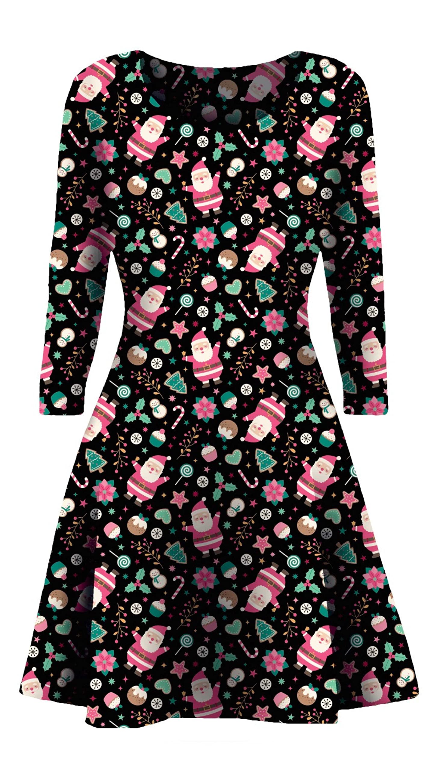 STAR FASHION Womens Christmas Party Dress Snowman Swing Dress Novelty Printed Skater Xmas Dress Secret Santa Gift SF0410 SM