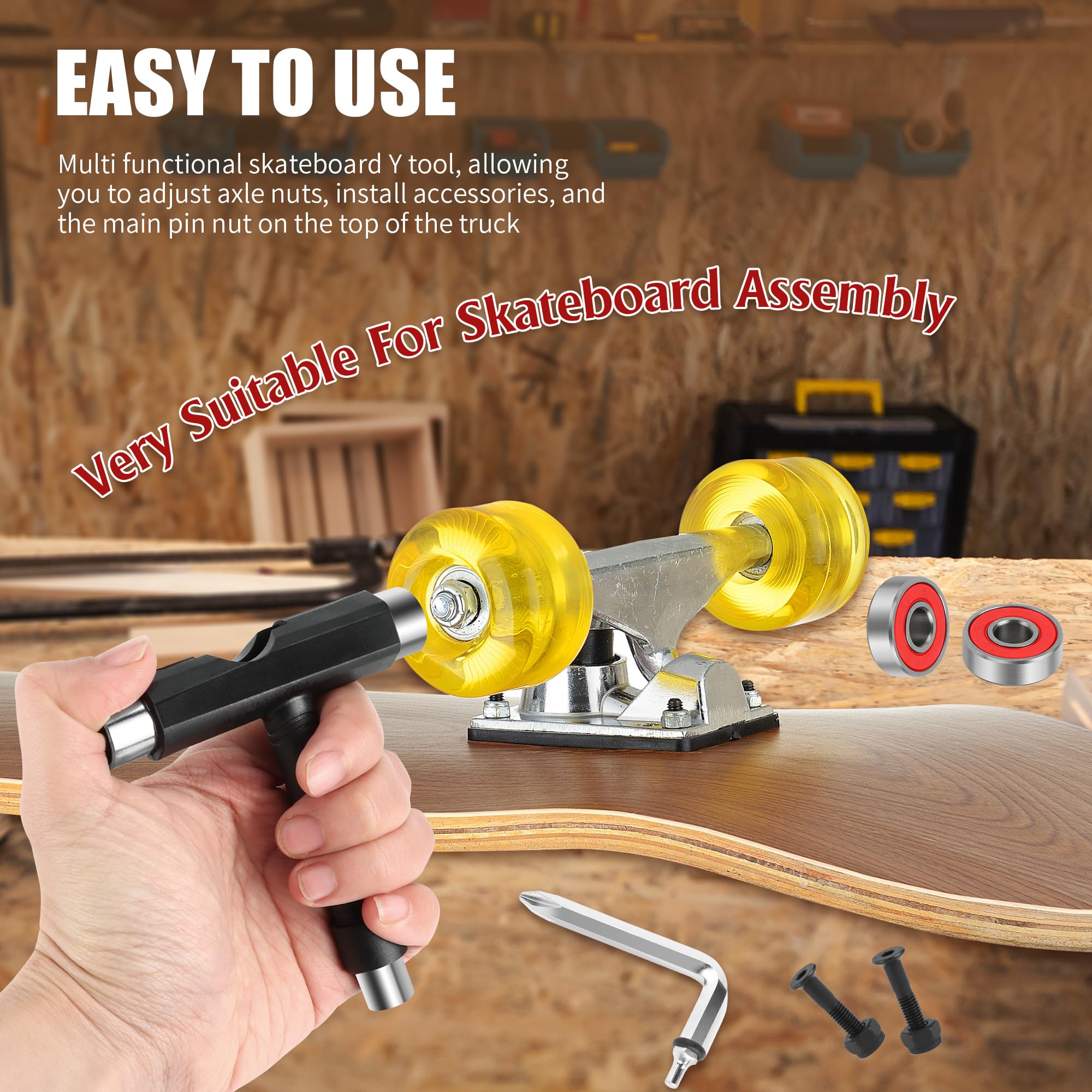 Outil De Skate En T Multifonctionnel Portable - Kit Réparation Tout-en-Un Avec Clé Allen