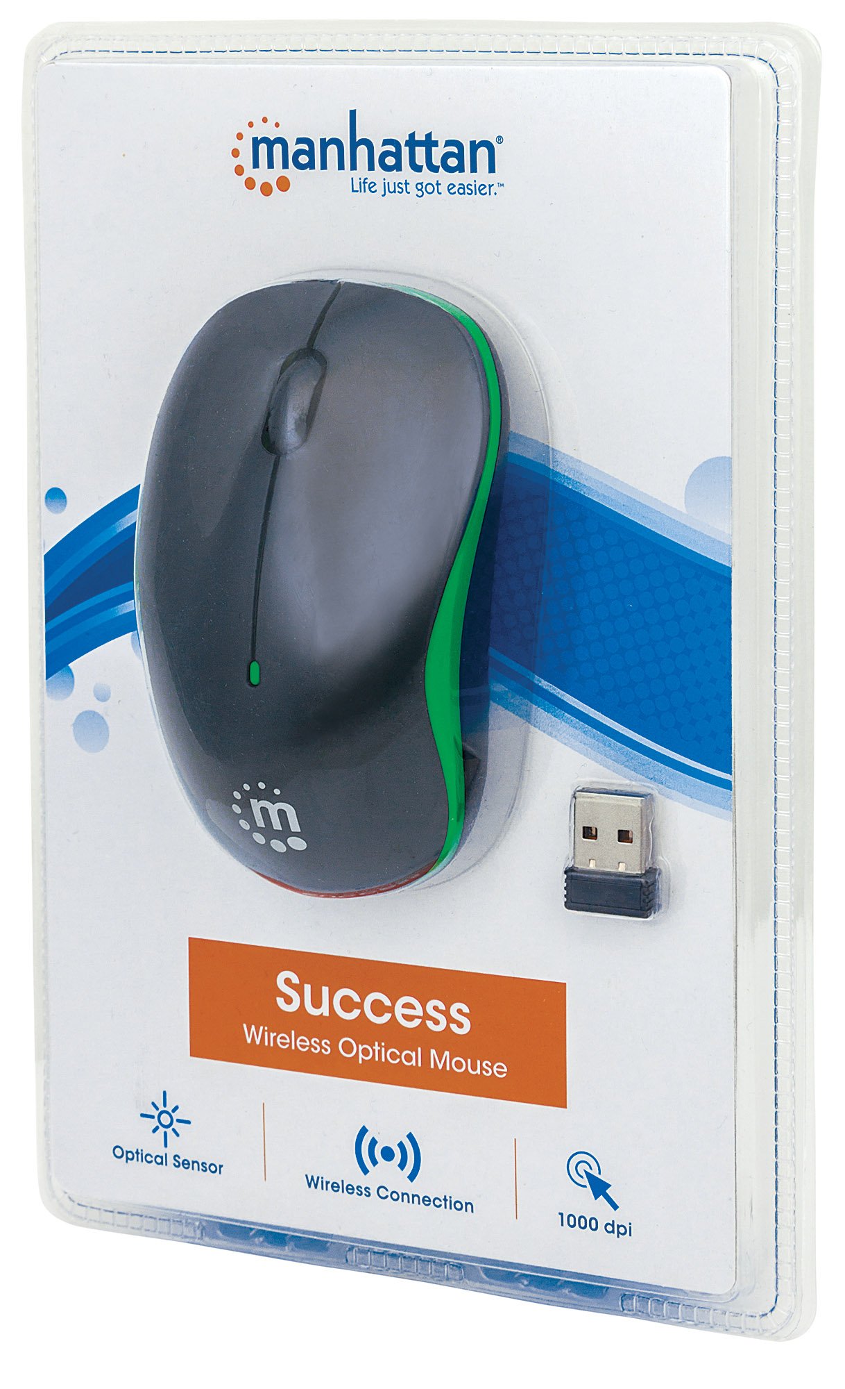 (未使用･未開封品)　Manhattan Success Wireless USB 光学 マウス 3つボタン スクロールホイール付き 1000 dpi ブルー/ブラック 179416 0pbj0lf Amazon.co.jp: Manhattan Success Wireless USB 光学 マウス 3つボタン