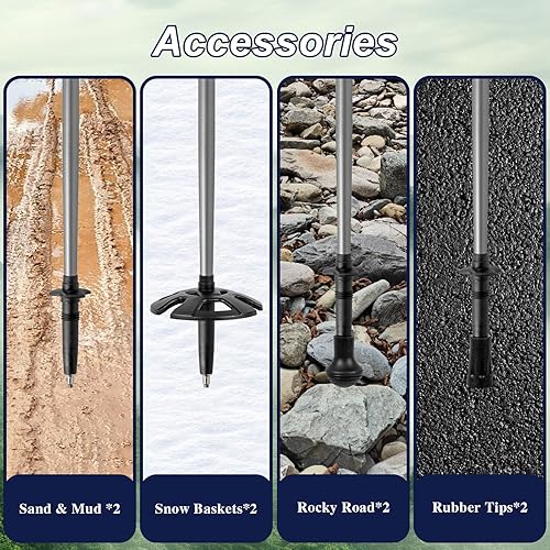 Miniatura 8 de Bastones de senderismo, bastones de senderismo telescópicos ultraligeros, bastones portátiles con altura ajustable para hombres y mujeres