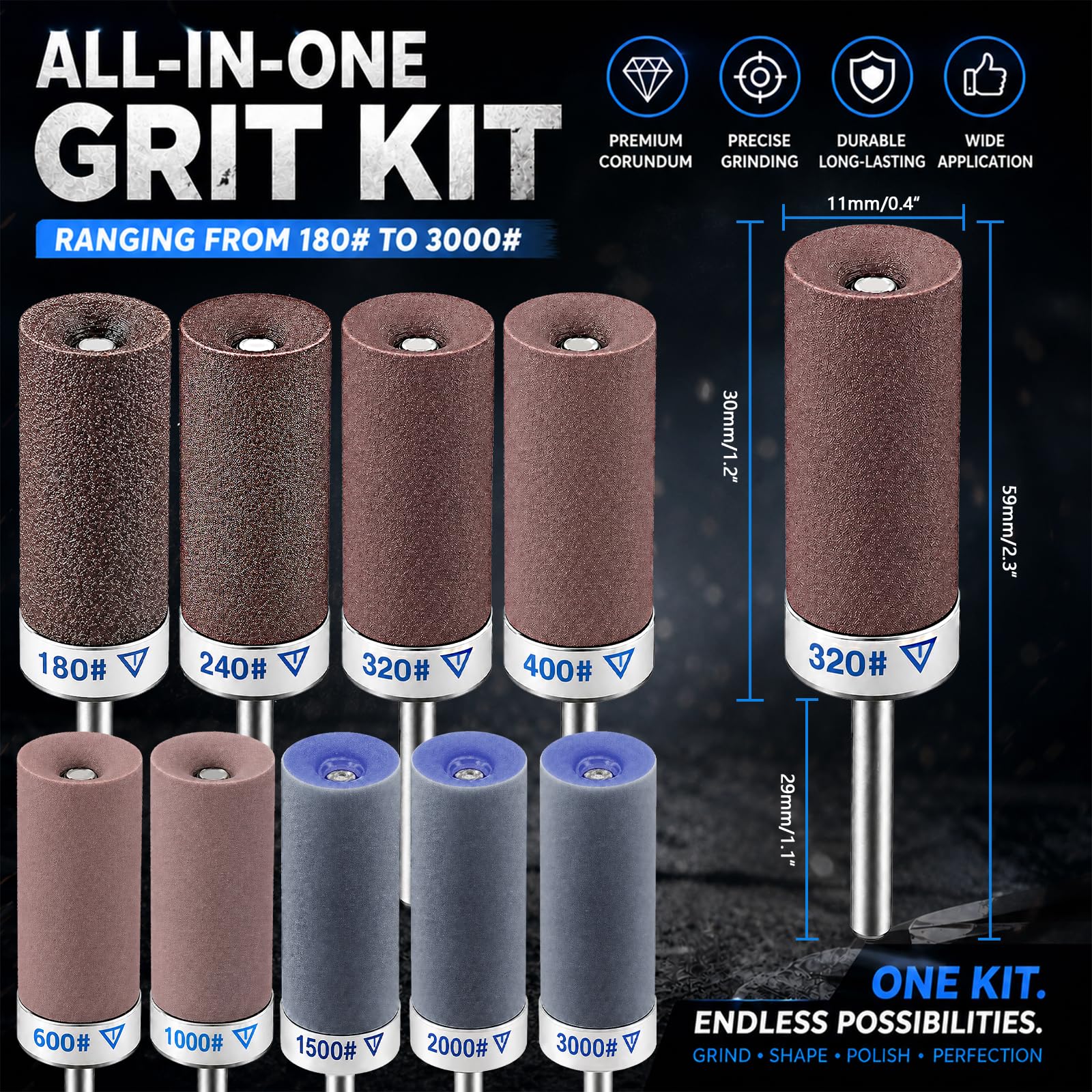 Dremel Sanding Drums - 30Pcs Grits 180-3000 -3