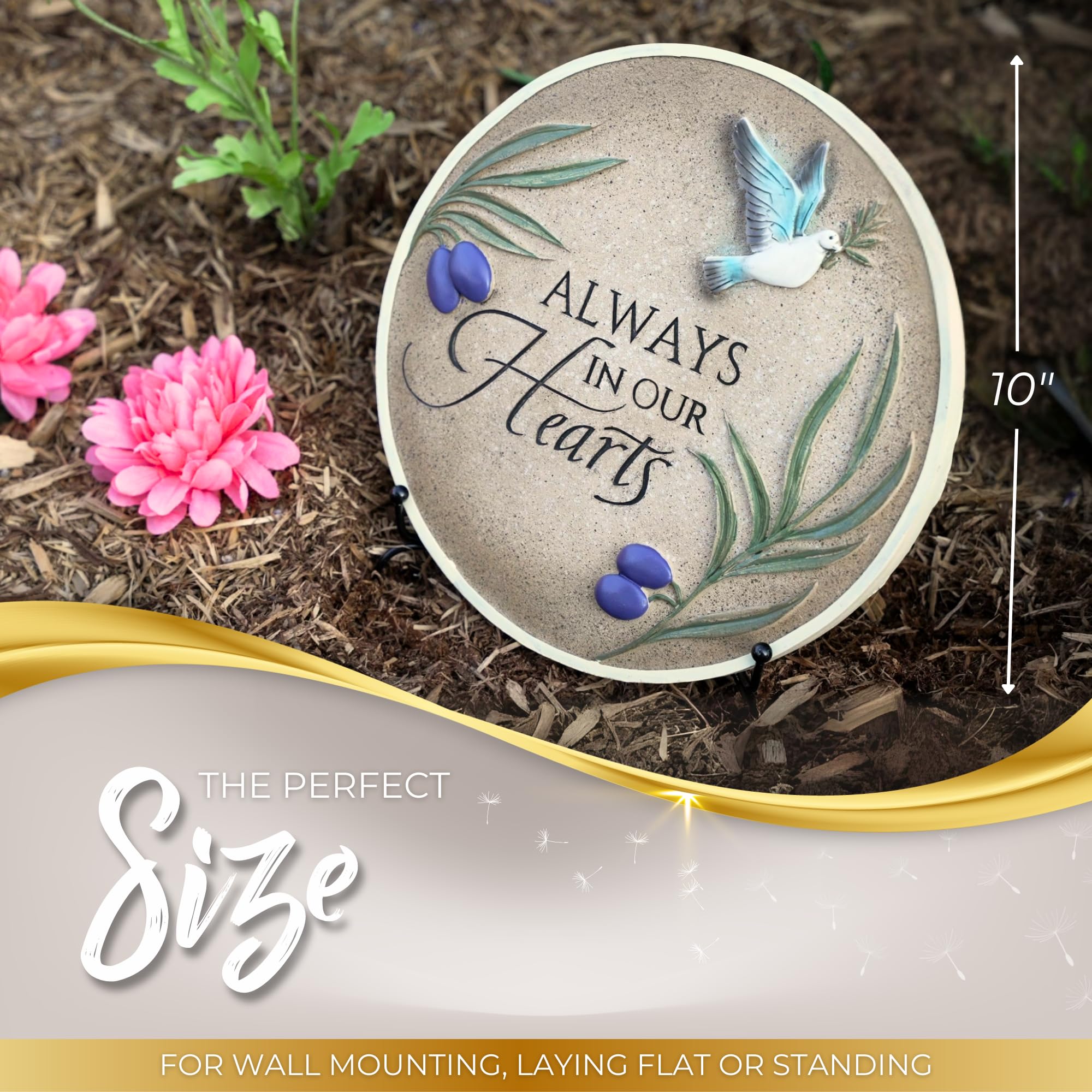 Spiritwind Pietra commemorativa da giardino con supporto, 25,4 cm, pietra commemorativa per i propri cari persi con biglietto di condoglianze, regalo per lutto, condoglianze, decorazioni per interni