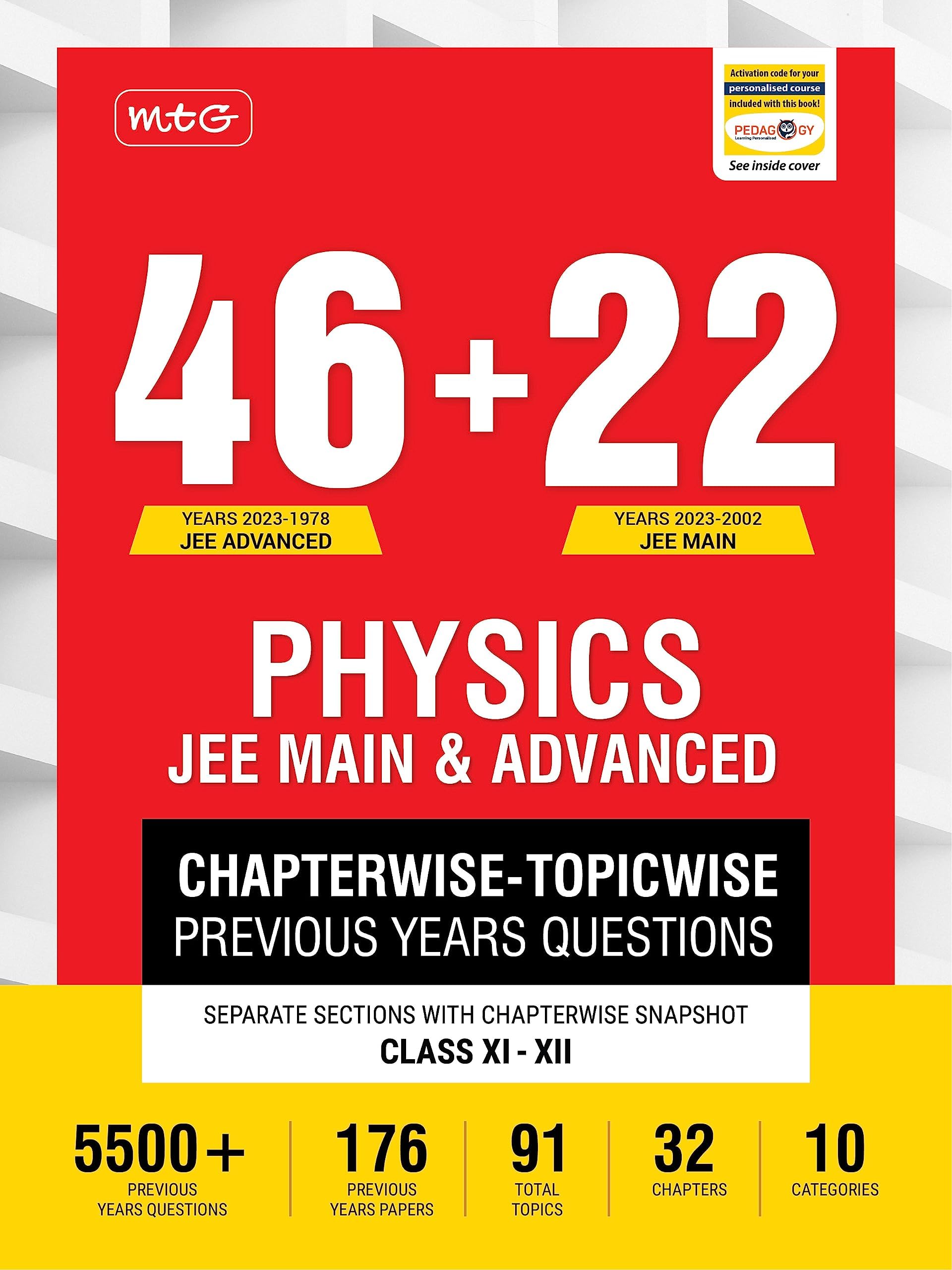 MTG 46 + 22 Years Jee Main&Iit Jee Advanced Previous Years Solved Question Papers With Chapterwise Topicwise Solutions Physics Book Jee Pyq ... For 2024 Exam [Paperback] Paperback – 26 June 2023