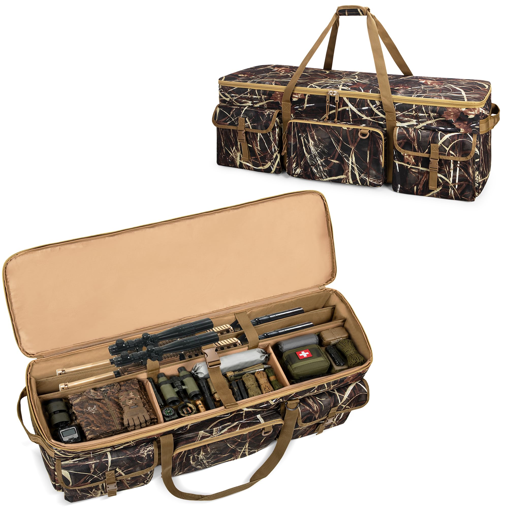 GOBUROS 42" Double Rifle Case, Soft Gun Case for Scoped Rifles and Shotguns