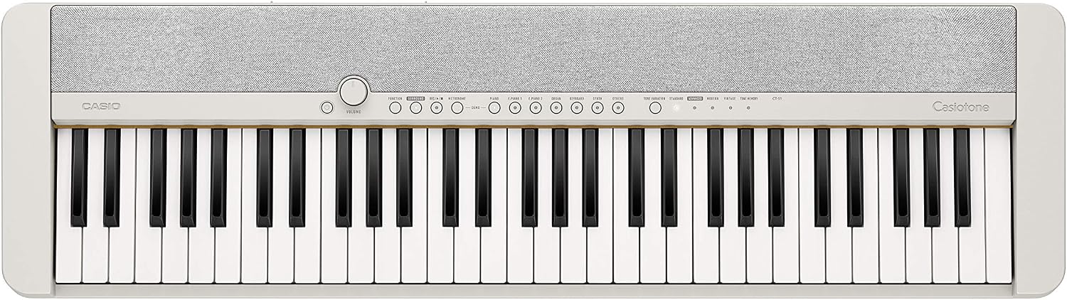 Casiotone CT-S1 61-Key Portable Keyboard - White | Touch-sensitive, retro design; stereo grand piano + 60 AiX tones; built-in stereo speakers; USB-MIDI