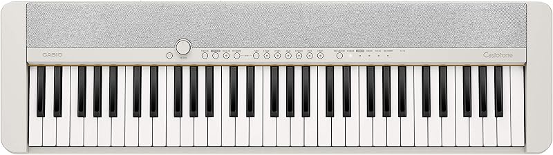 Casiotone CT-S1: teclado retro sensible al tacto de 61 teclas | Diseño elegante y portátil para principiantes y profesionales | Piano de cola estéreo + 60 tonos AiX | Conectividad USB-MIDI | Blanco | Diseño retro sensible al tacto; piano de cola estéreo + 60 tonos AiX; parlantes estéreo incorporados; USB-MIDI