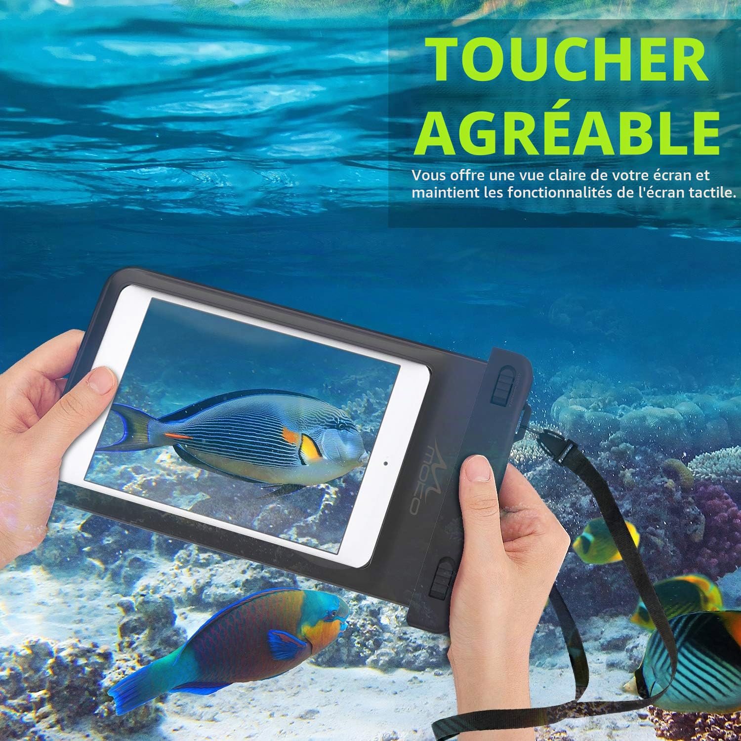 MoKo Universel Etui Housse Pochette étanche pour iPad Mini 6 2021, iPad Mini 5/4/3/2/1, Galaxy Tab A 8.0/8.4, Tab A7 Lite 8.7, Tab E 8.0, Huawei MatePad M5/T8 - IPX8 Certifié, Noir
