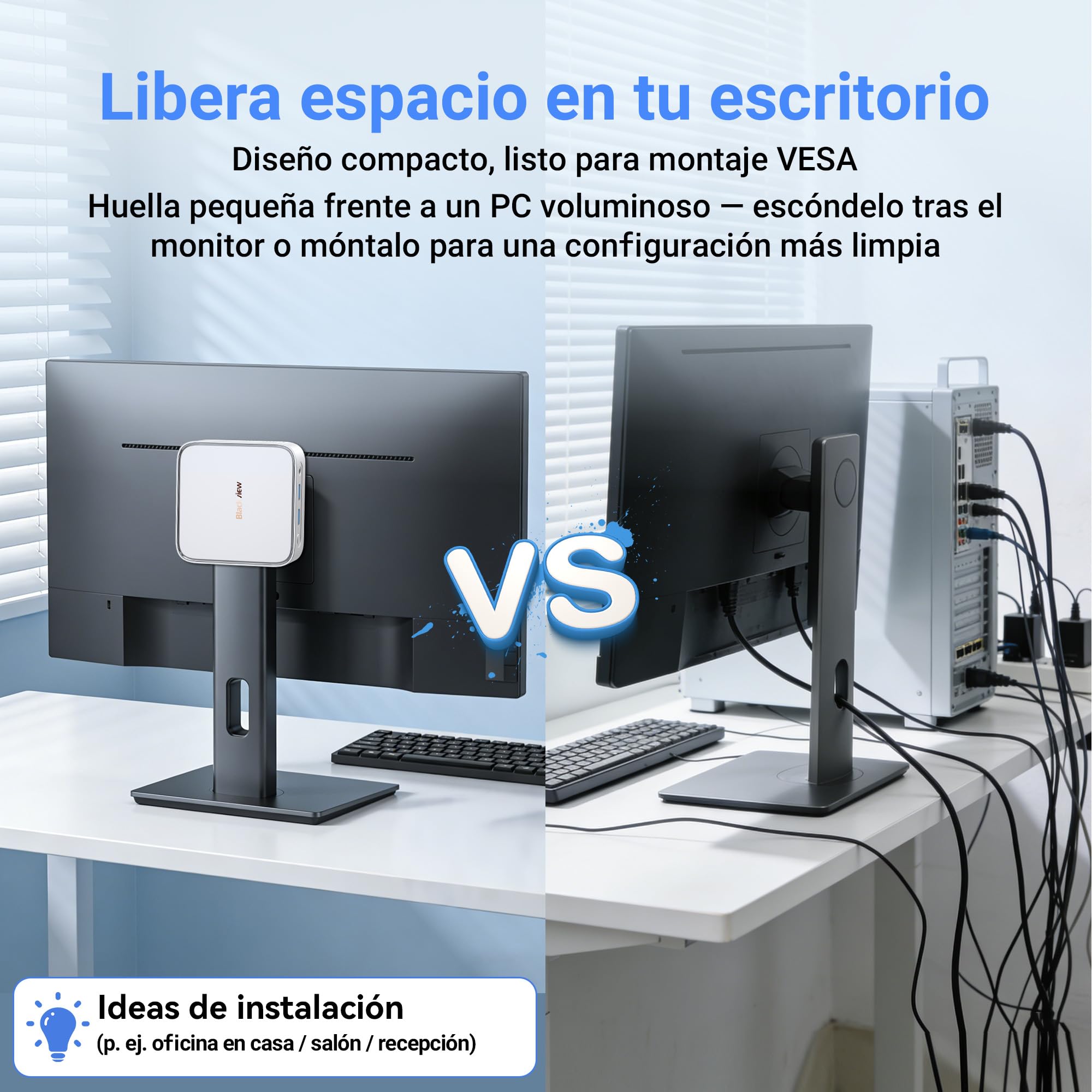 【Set Completo】Blackview MP50 Mini PC AMD Ryzen 5 (16GB RAM 512GB SSD) con Teclado y Ratón, Gráficos Radeon Vega 8, Win 11 Pro, HDMI/DP 4K, WiFi 5/BT 4.2,Mini Ordenador de Sobremesa para Oficina y Casa — view 10