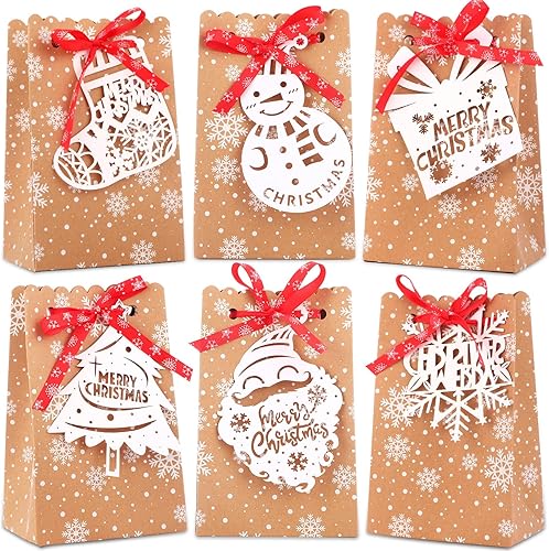 48 bolsas de Navidad para regalos, bolsas de regalo de papel kraft con cinta para Navidad, galletas, dulces, chocolate, regalos de decoración de disponible en Yaxa Colombia