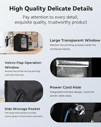 Miniatura 5 de Creality - Carcasa para impresora 3D oficial, resistente al fuego y al polvo, cubierta protectora de temperatura constante compatible con Creality