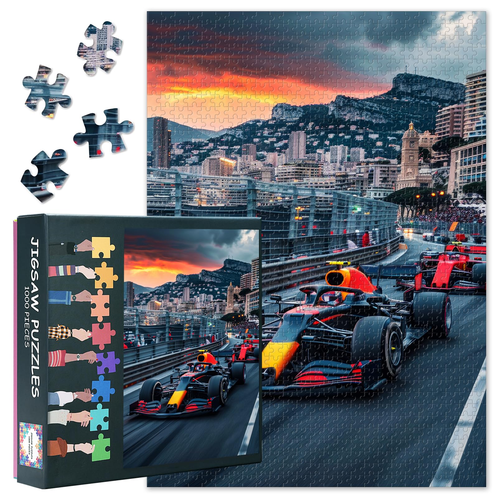Racing Car Jigsaw Puzzles 1000 Pieces Formula One Car Puzzle for Adults 1000 Pieces with Letters on Back Hard Impossible Difficult Challenging Family Puzzle Sports Competition 20x27inches