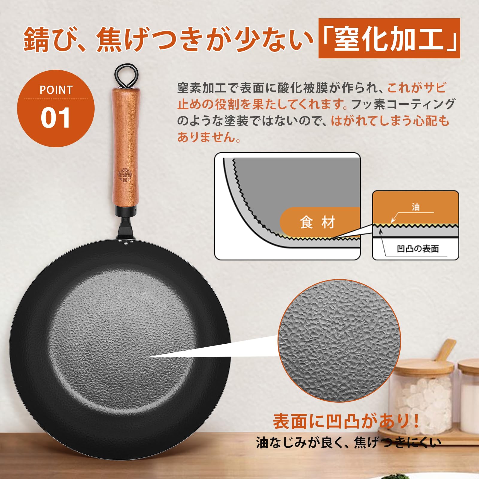 Amazon｜WANGYUANJI フライパン 28cm 深型 鉄フライパン 窒化鉄 IH