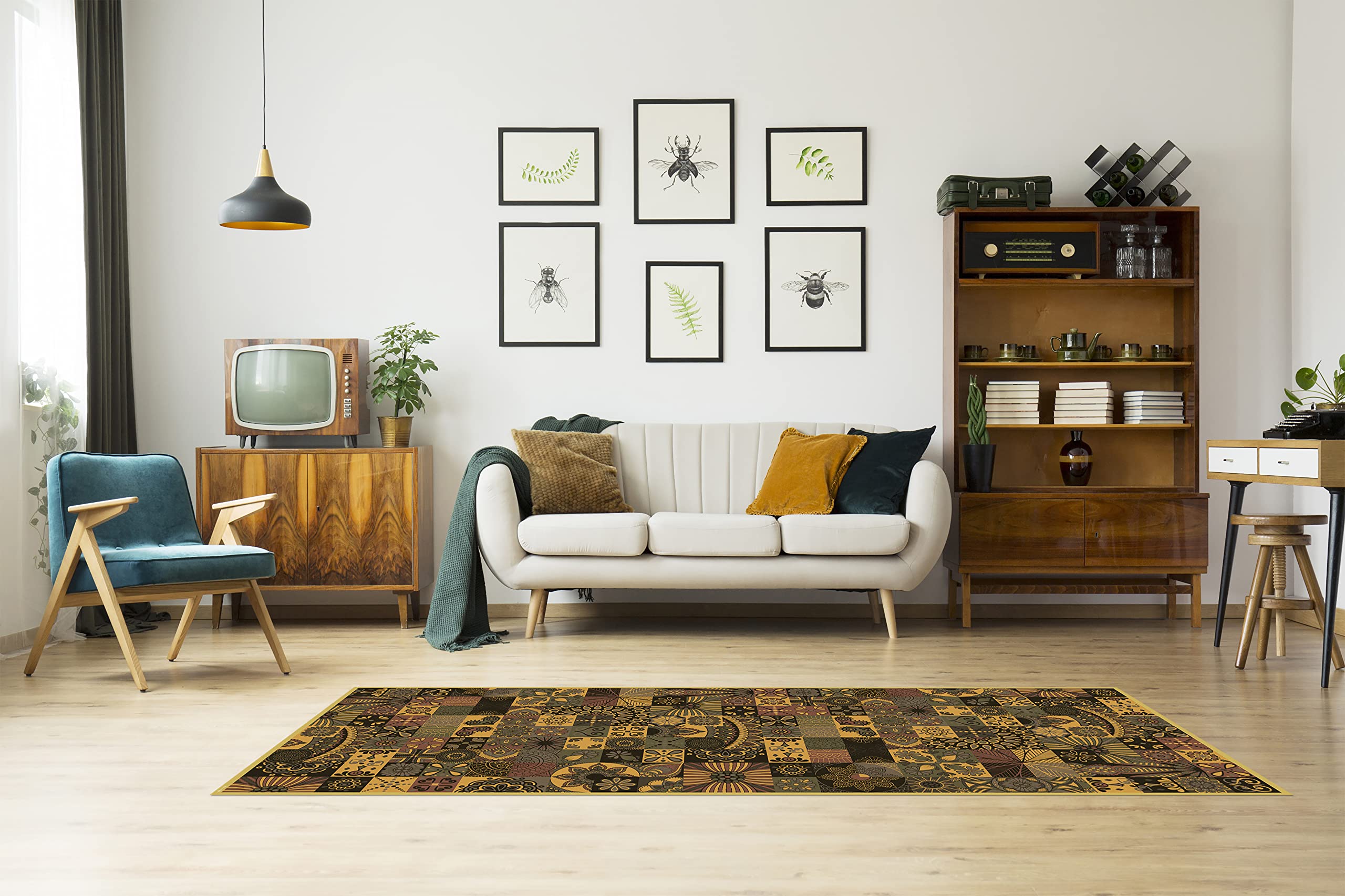 Vinyl Teppich Imperial Grau 80x200cm - Waschbarer Rutschfester Küchenläufer