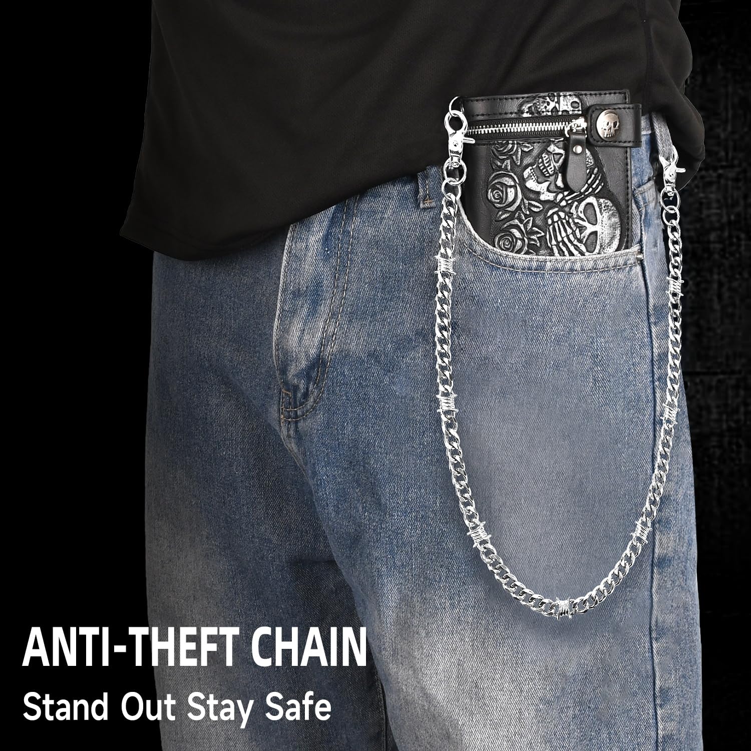 Biker Wallet Chain for Men, Jeans & Pants Pocket Chain, Fashion Accessory for Streetwear & Motorcycle Style, Men's/Women Gifts