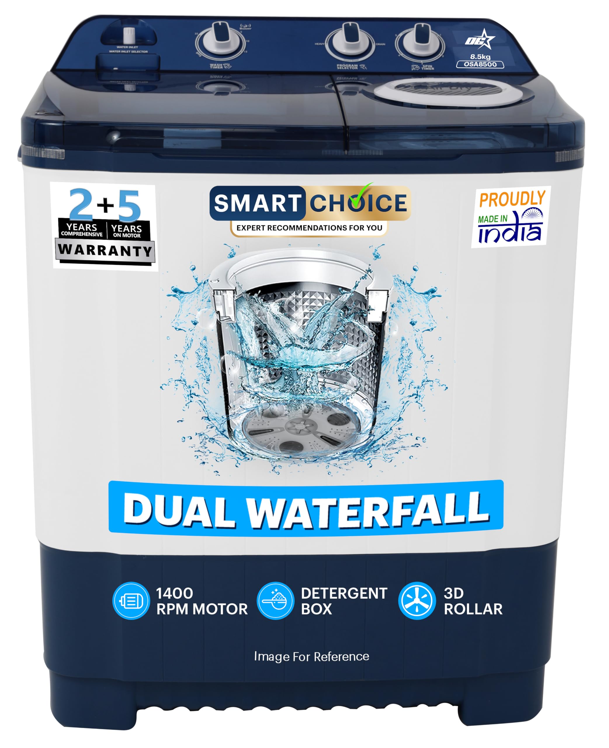 OG Star 8.5 kg Semi-Automatic Top Load Washing Machine (OSA8500/Blue & White/2025)-image-9