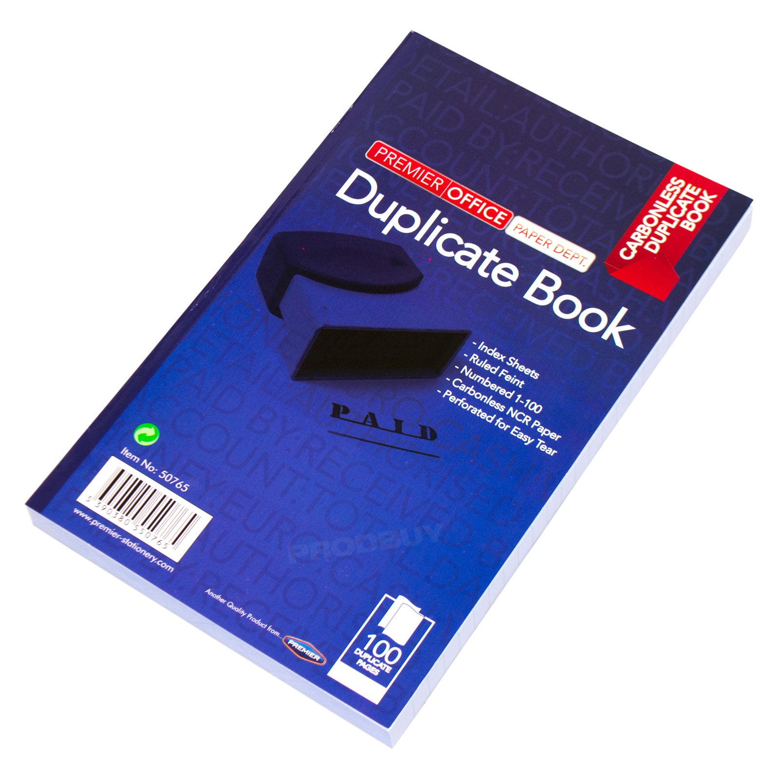 [Pack of 3] Carbonless 8x5" 100 Page Duplicate Books Invoice Receipt Lined Numbered Pads