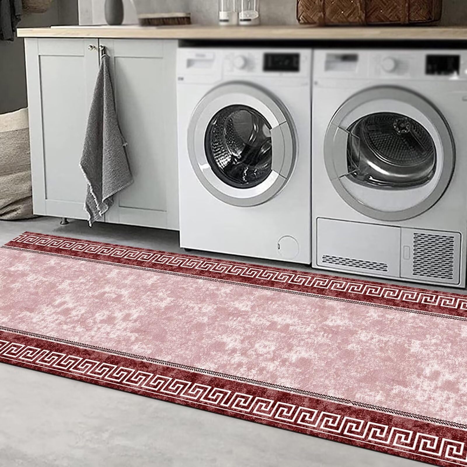 Tapijtloper Vloerkleed Anti-slip Keukentapijt Tapijten Wasbaar Woonkamer Slaapkamer per meter Haltapijt 110X150CM Keukenloper Tapijt op maat Deurmatten Gangpad Lopers Cyaan Wit Polyester Badmatten