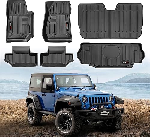 Miniatura 15 de Alfombrillas y forro de maletero de carga para Jeep Wrangler JL de 2 puertas 2018-2025 2026 para todo tipo de clima para accesorios de Jeep Wrangler