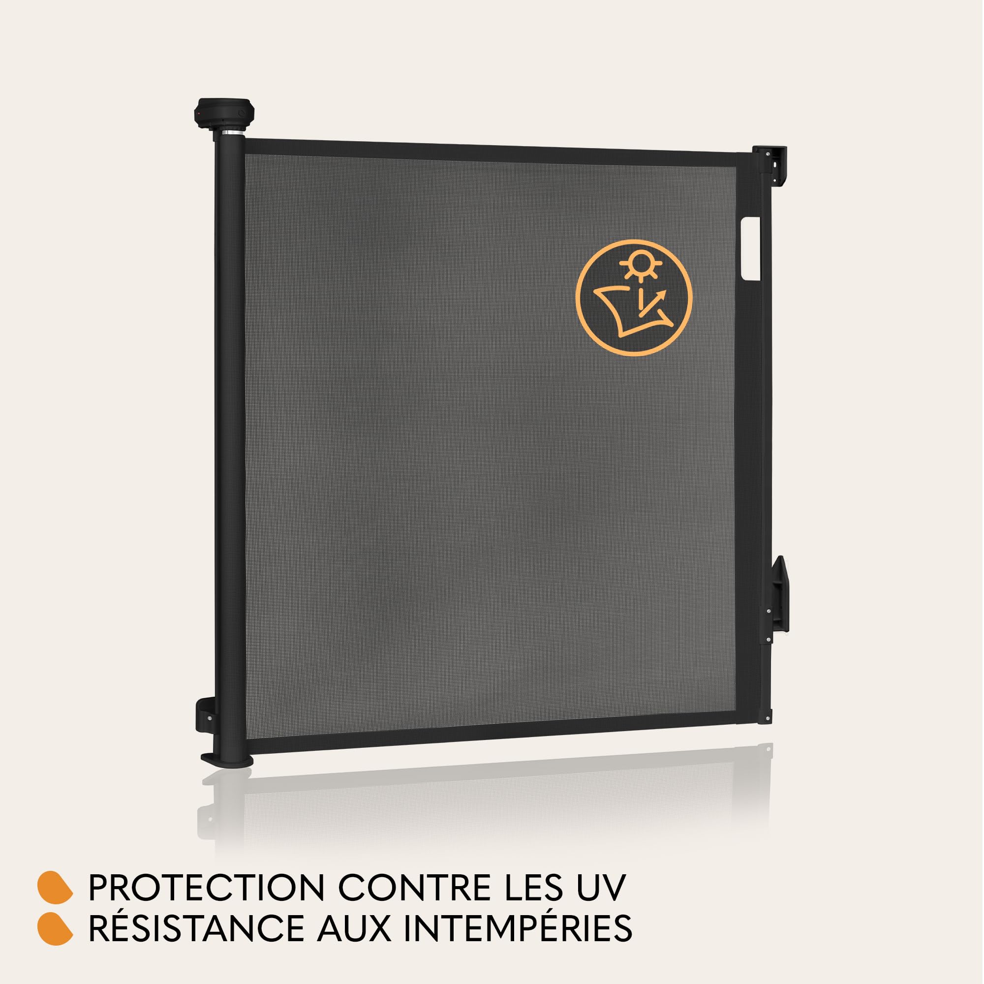 Lionelo Thea Barrière Rétractable Enfant et Chien 85 x 140 cm, Noir Onyx | Pour Escalier, Porte et Couloir, Intérieur/Extérieur, Sans Seuil, Protection UV, Ouverture à 2 Boutons, 3 Kits de Montage