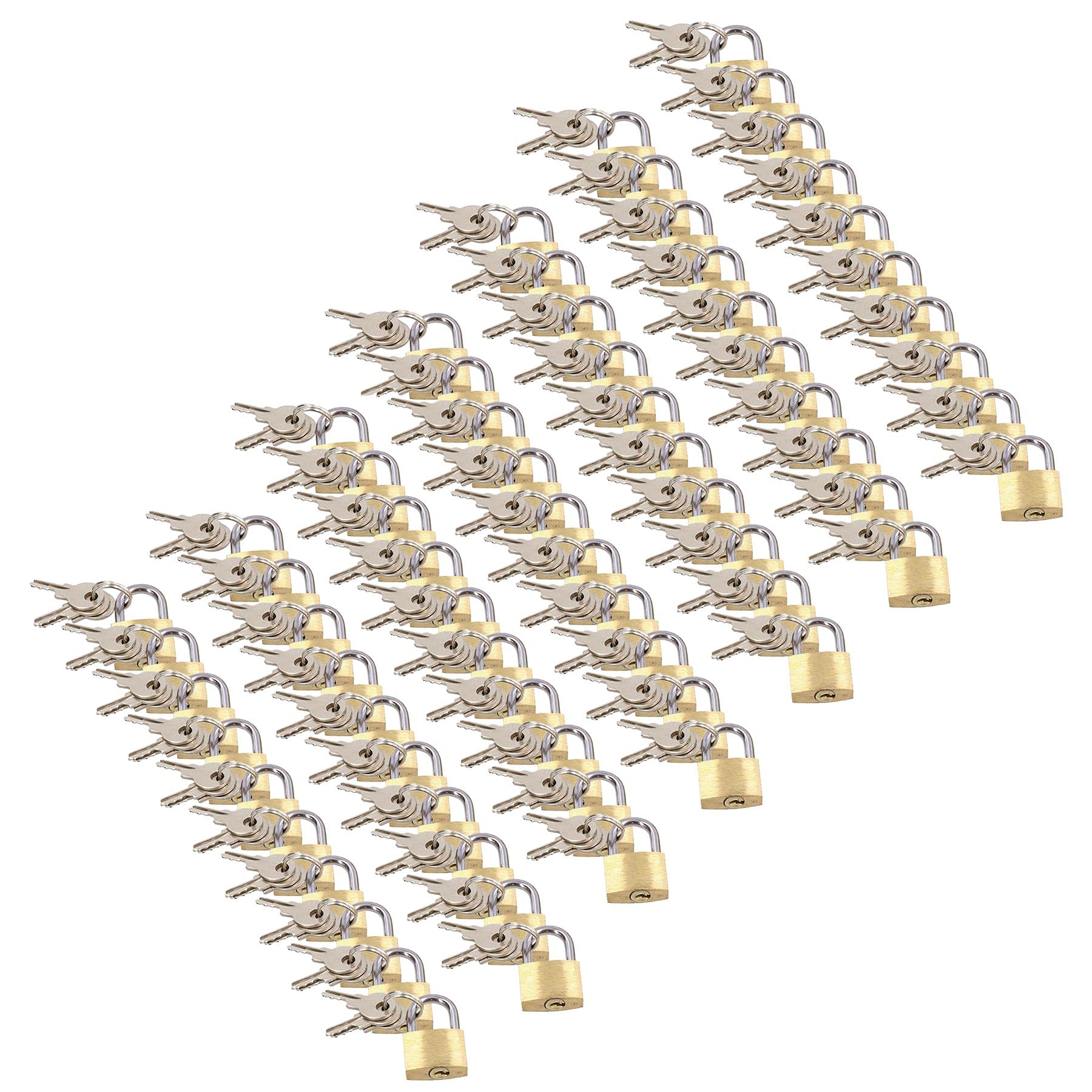Set di mini lucchetti in ottone da 20 mm, per valigie, bagagli, tende, 60 pezzi + chiavi