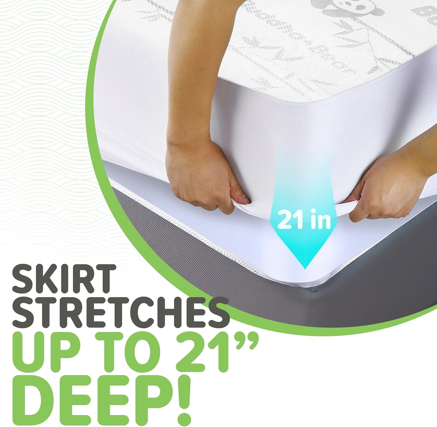 Premium Bamboo Mattress Protector | Twin Size | Waterproof | Extra Soft | Enfused Charcoal for Odor Control | Fits Up to 21 inch Bed | Family Friendly | Twin