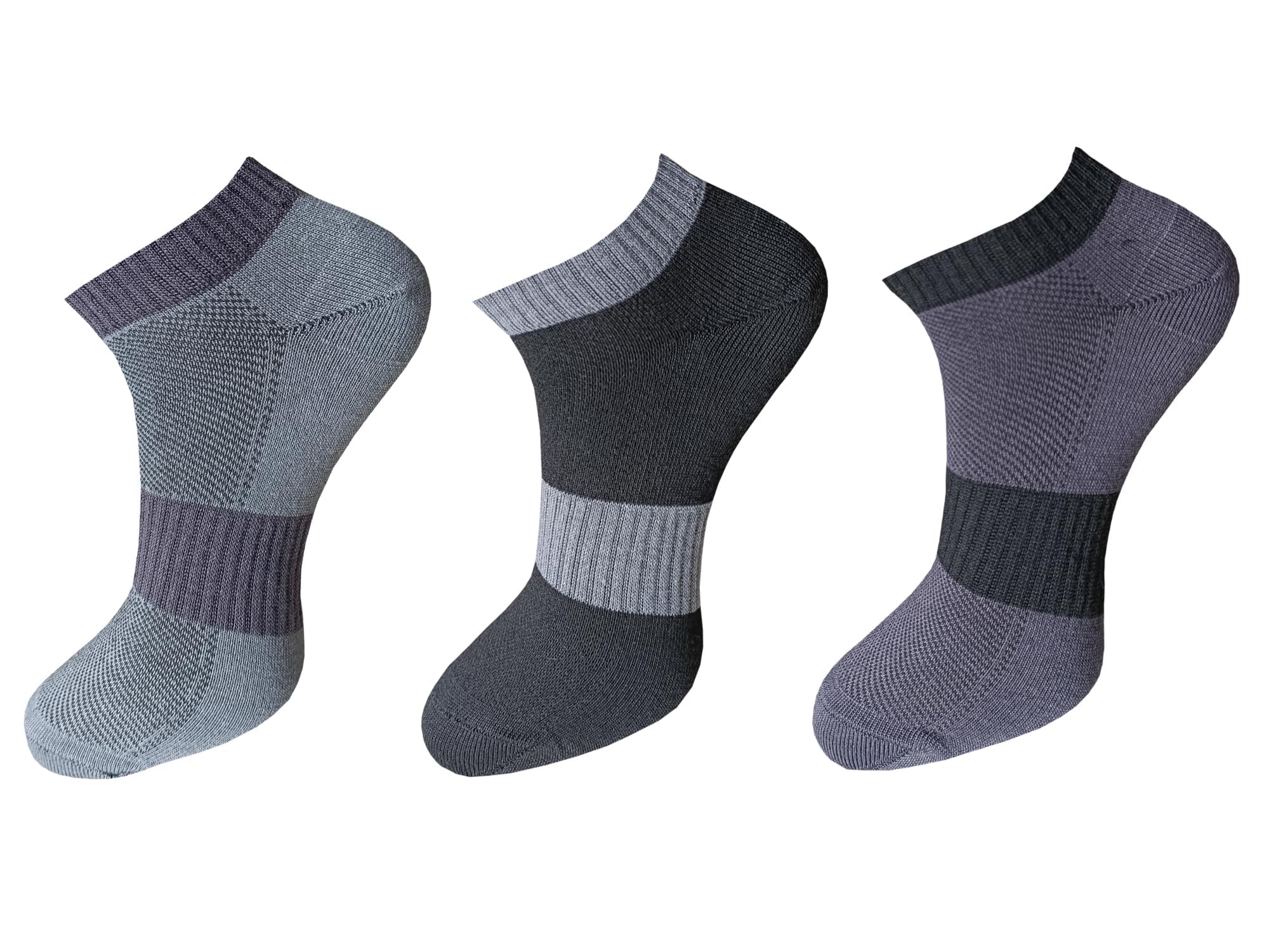 ™ Men Multicolor Breathable Net design Combed Cotton Ankle Length Socks | Comfortable Everyday Essentials - Free Size (Pack Of 3) DN-61-84-image-41