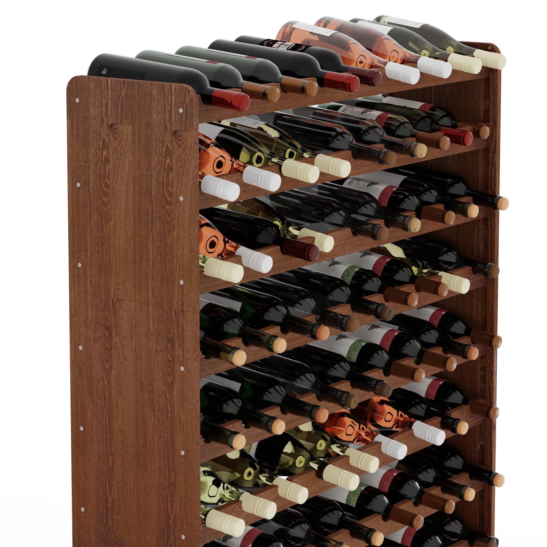 Lenmar Série RW Casier à vin en bois pour bouteilles, anthracite, marron, naturel, RW-3, 13-15 couchés, pour 91-135 bouteilles, vin, casier à bouteilles (marron, RW-3-135, 198 x 92 x 26,5, pour 135