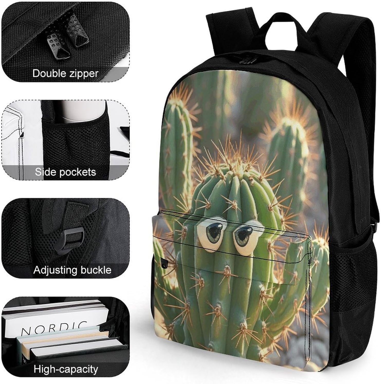 Cute Cactus Backpack Daypack Travel Backpack | Lightweight Casual Laptop Backpack for Women Men Aesthetic Travel Bag for Weekender Business Hiking Outdoor