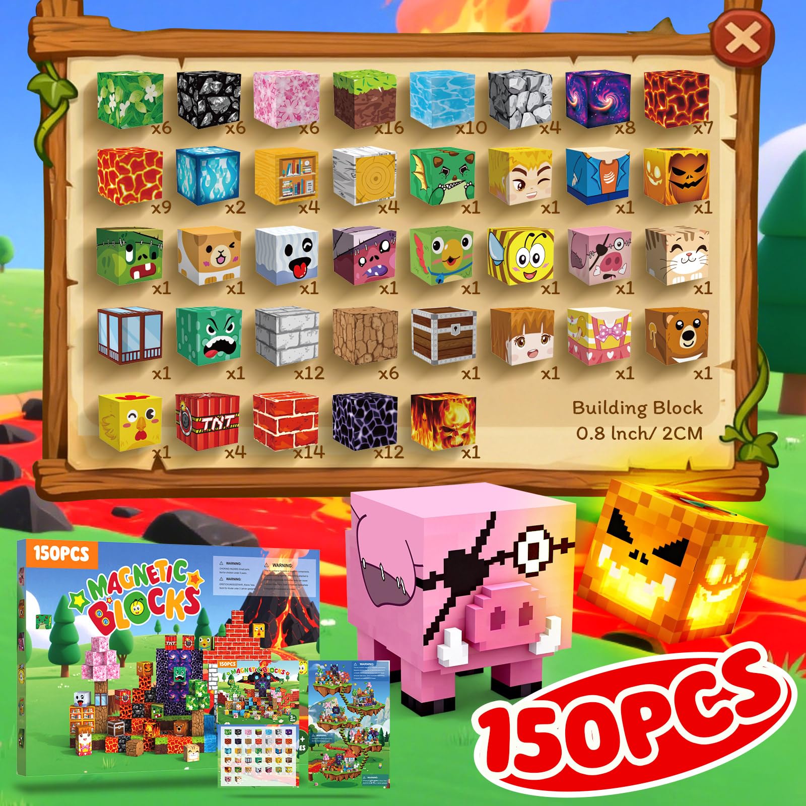 Crifeton Costruzioni Magnetiche per Bambini 150 PCS 2CM 3+ Giochi Cubi Magnetici, Building Blocks Giocattoli Montessori a Partire da 3 4 5 6 7 8 9 10 11 12 Anni Regali di Compleanno per Ragazzi