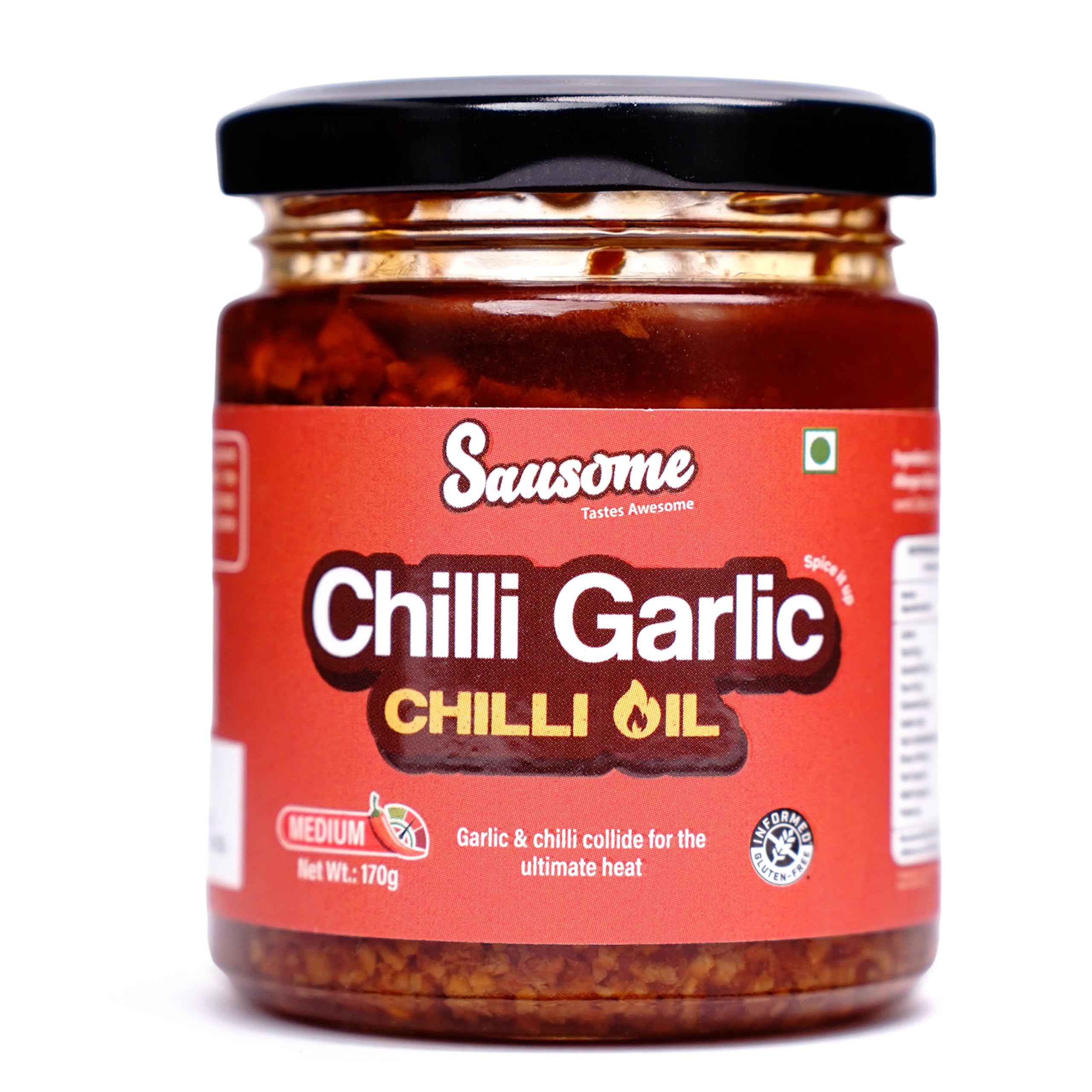 Sausome Chilli Garlic Oil | Medium Spicy Sauce with Garlic, Red Chilli & Sunflower Oil | Perfect for Noodles, Fried Rice