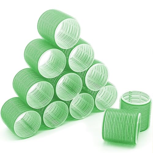 Juego de rodillos de pelo jumbo, autoagarre, paquete de 12 rizadores de peluquería, rodillo de pelo para cabello largo, rizadores de pelo sin calor,