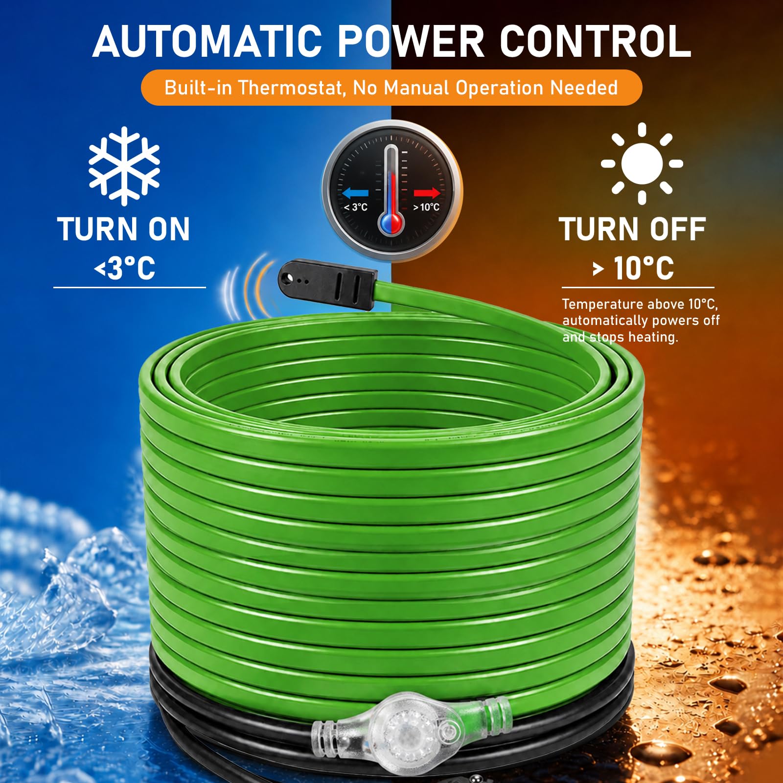 CPROSP 18 m Frostschutz Heizkabel mit Thermostat, für Wasserleitungen