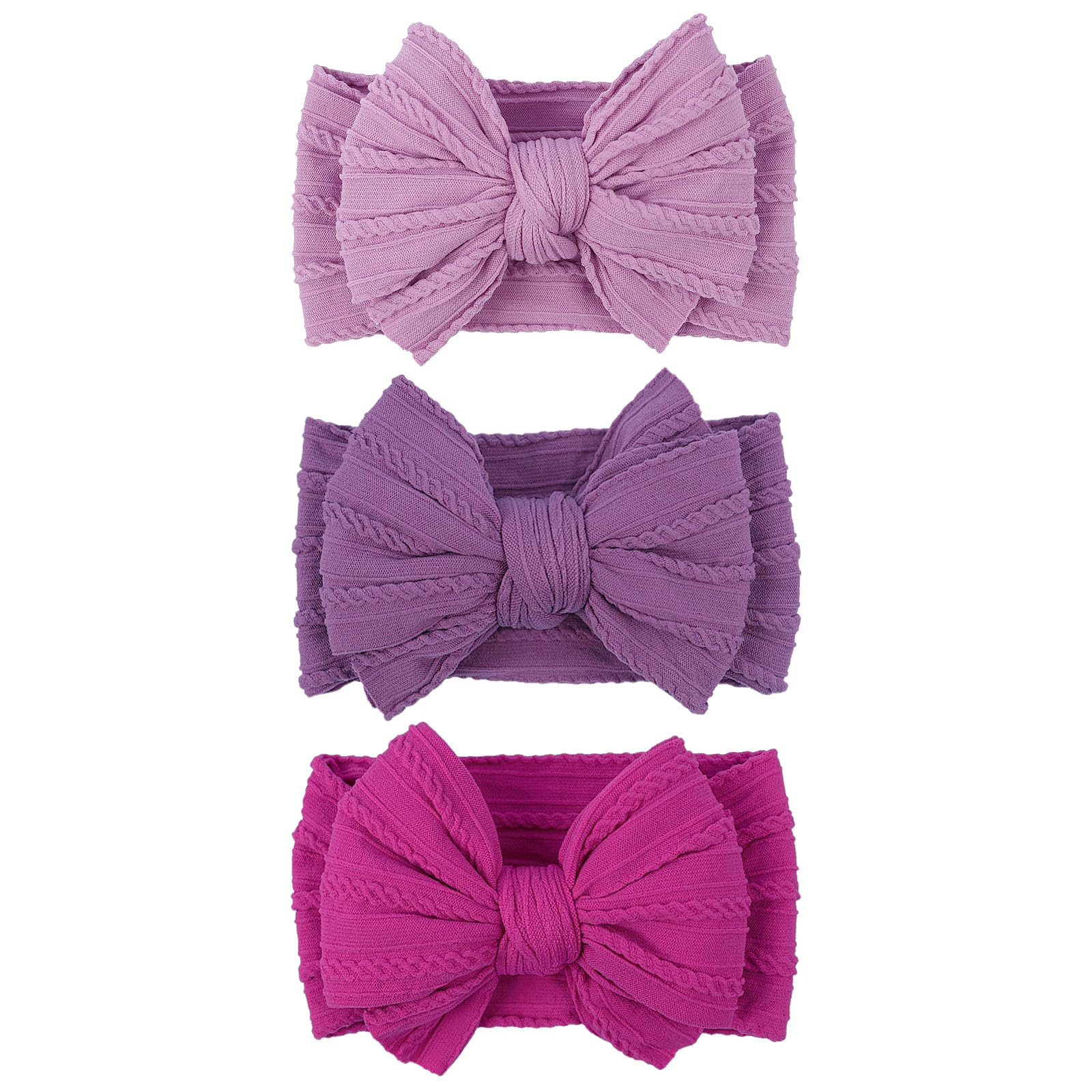 LemonSpace Handmade Baby Girls Headbands Soft Stretchy Nylon Hair Bands Hair Accessories with Bows for Newborn Baby Girls Infant Toddlers Kids (Purple