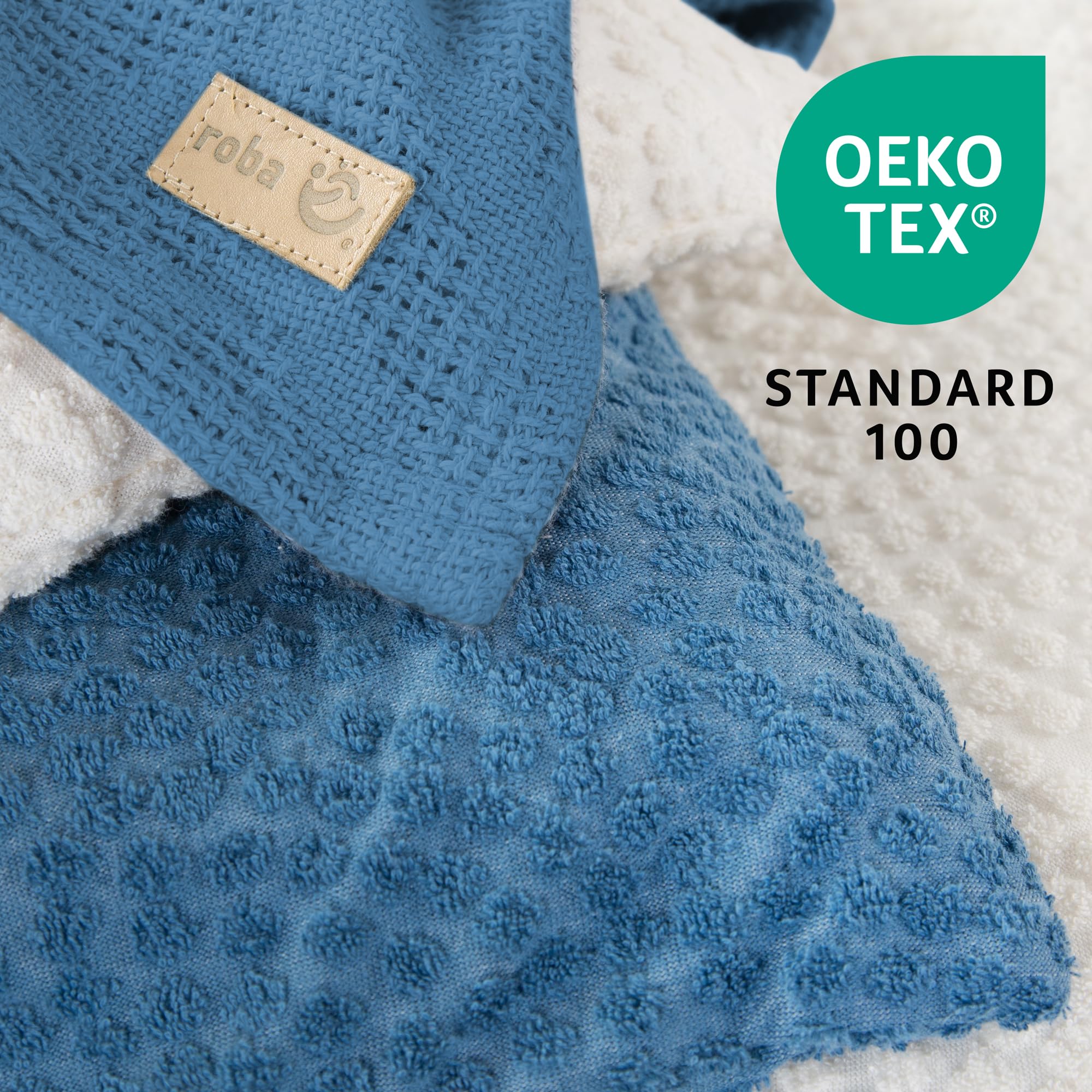 roba Coperta Avvolgente per Bambini Seashells Indigo - 80 x 80 cm - Certificata GOTS & Oeko Tex - Cotone BIO - Traspirante - Blu Indaco