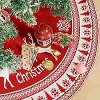 OMIGA Christbaumdecke Rot 120cm - Rund Mit Schneeflocken Design