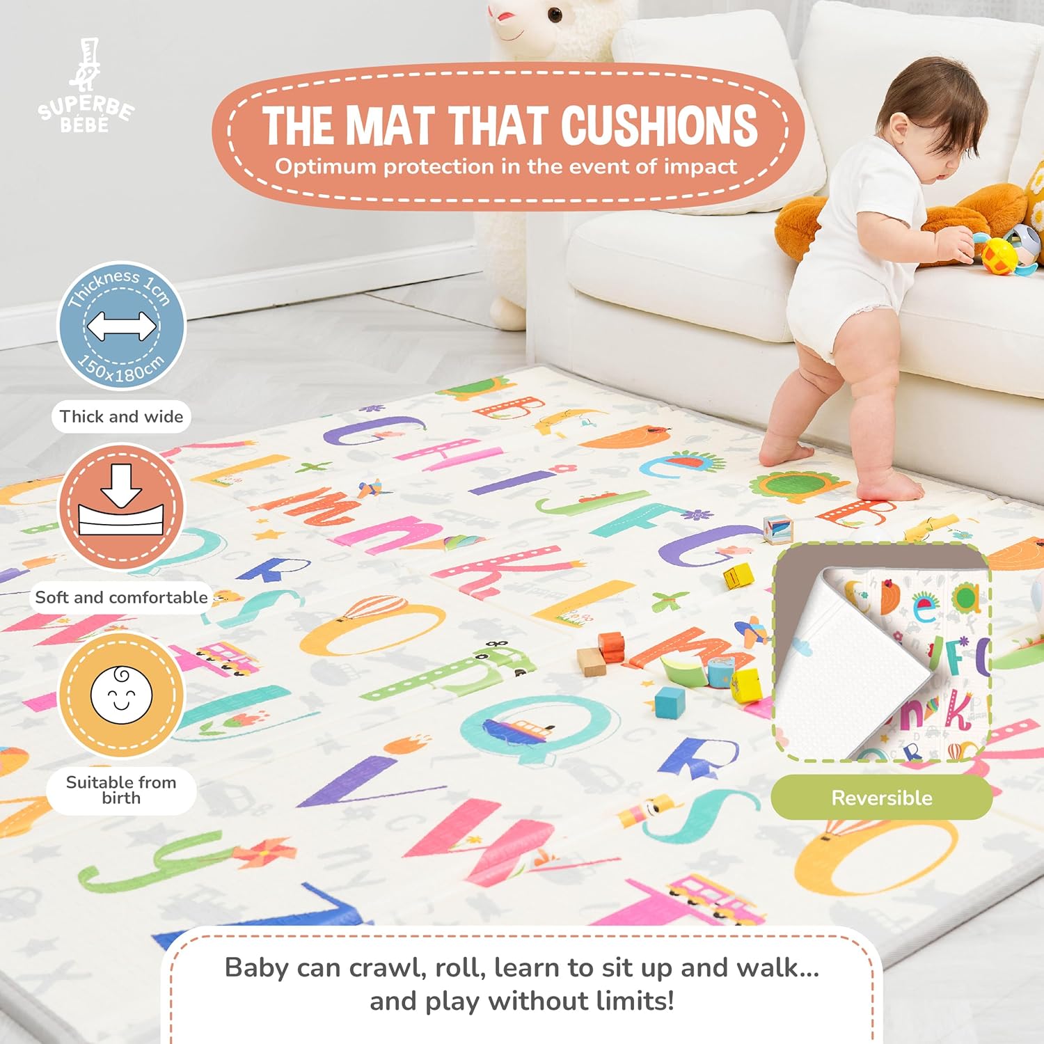 Baby Speelmat 150x180x1cm XXL Baby Gym Play Mat