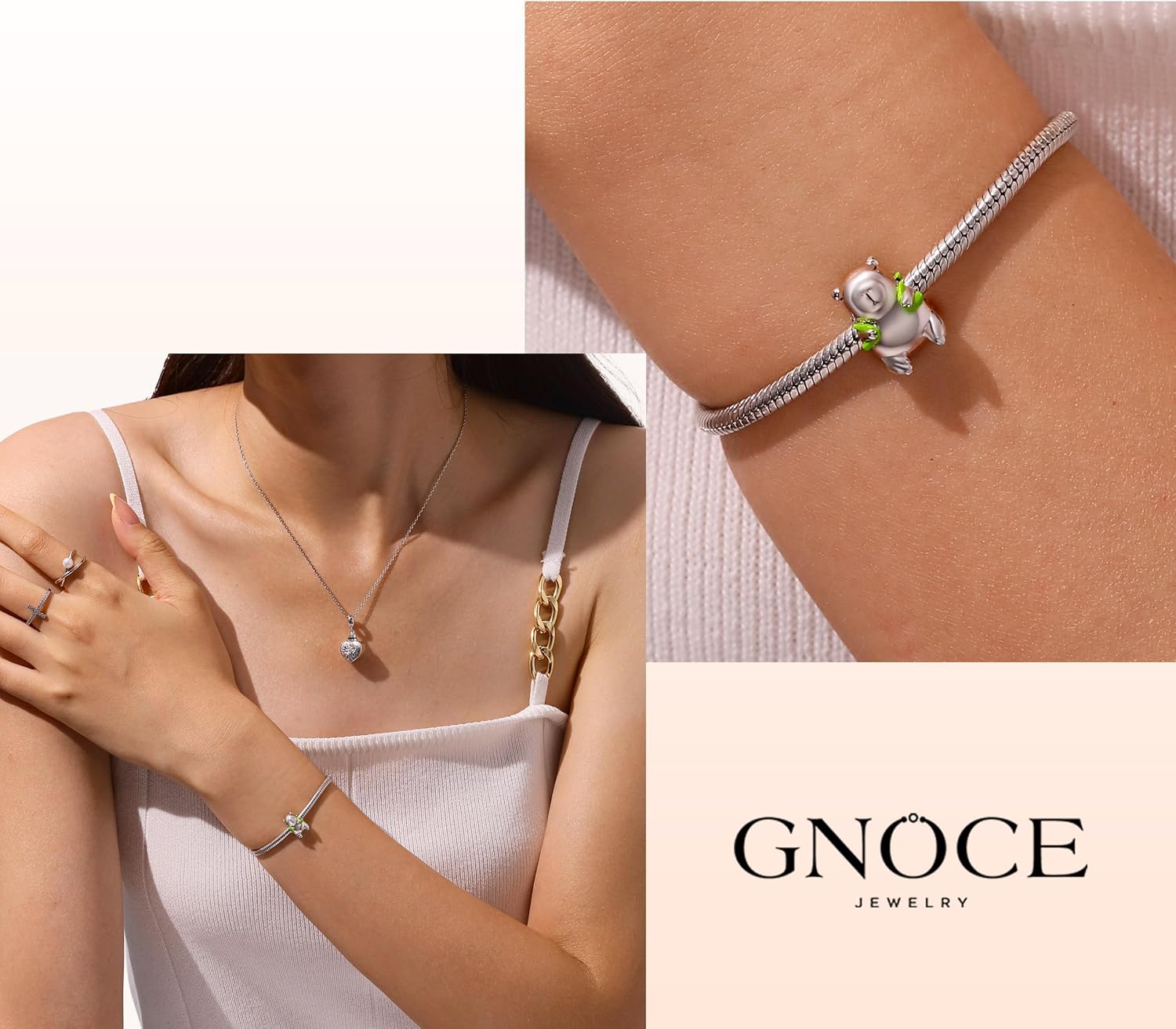 GNOCE Cute Capybara Carrying Turtle Backpack Charm for Women, S925 Sterling Silver Dangle Charms for Women Wife, Valentine‘s Day, Mother’s Day Jewelry - Image 5