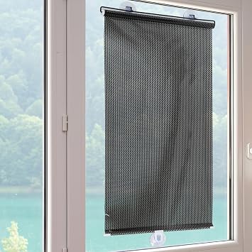 Angoily Balcony Sunshade Curtain with Suction Cups 49.21X15.74In Temporary Blackout Blinds for Sliding Doors and Windows Easy Install and Privacy Protection