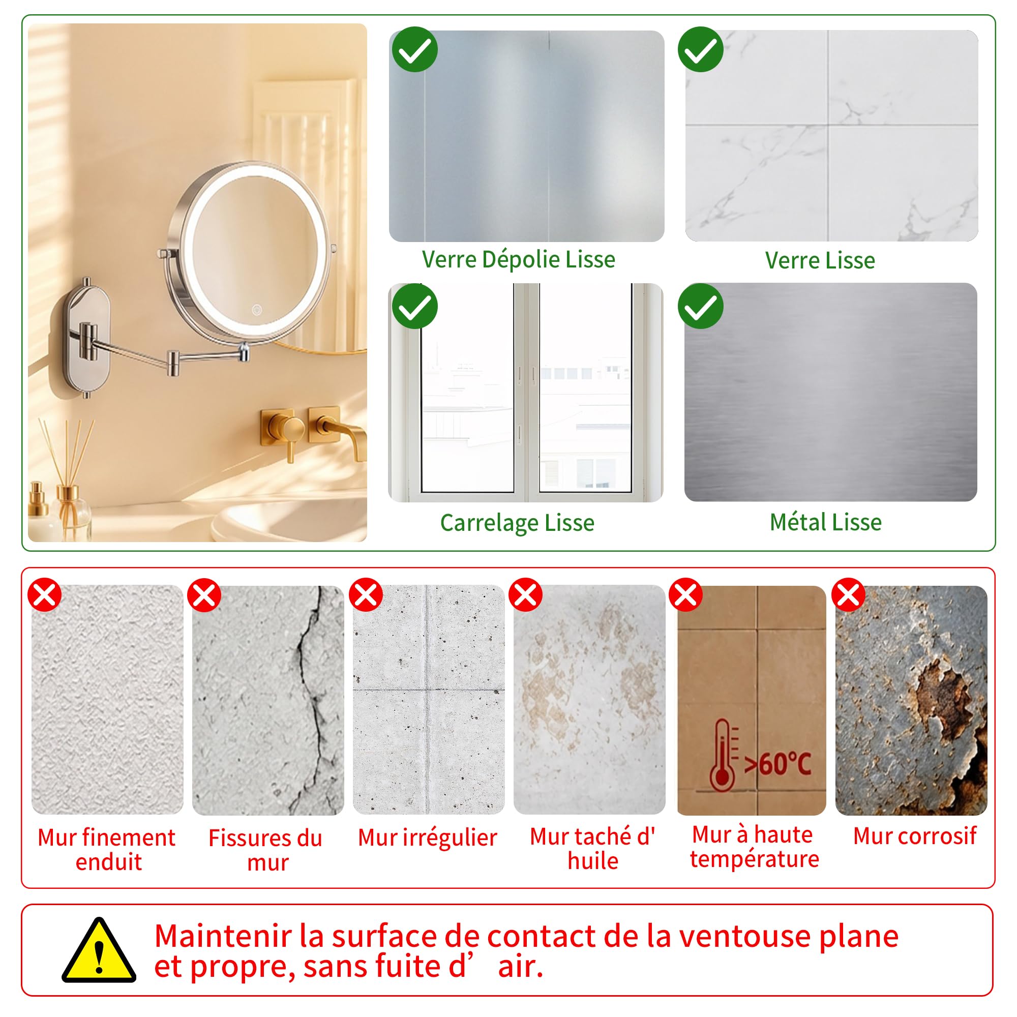 ICARE 9'' Miroir Grossissant Mural Ventouse 30X – Miroir Grossissant