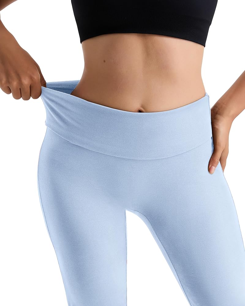 Amazon.com: MOOSLOVER Women Flare Leggings Fold Over Bootcut