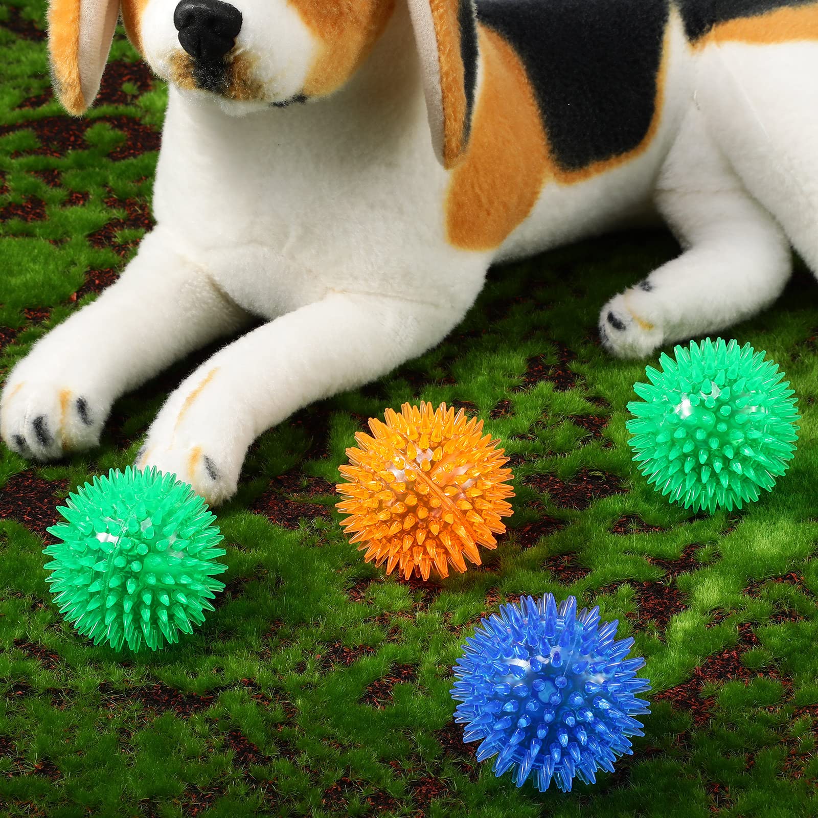 Lot de 24 jouets couineurs pour chien de 6,4 cm - Balles à mâcher en TPR pour chiens de petite et moyenne taille - Mâcheurs agressifs - Pour nettoyer les dents et l'entraînement - Bleu, vert et orange