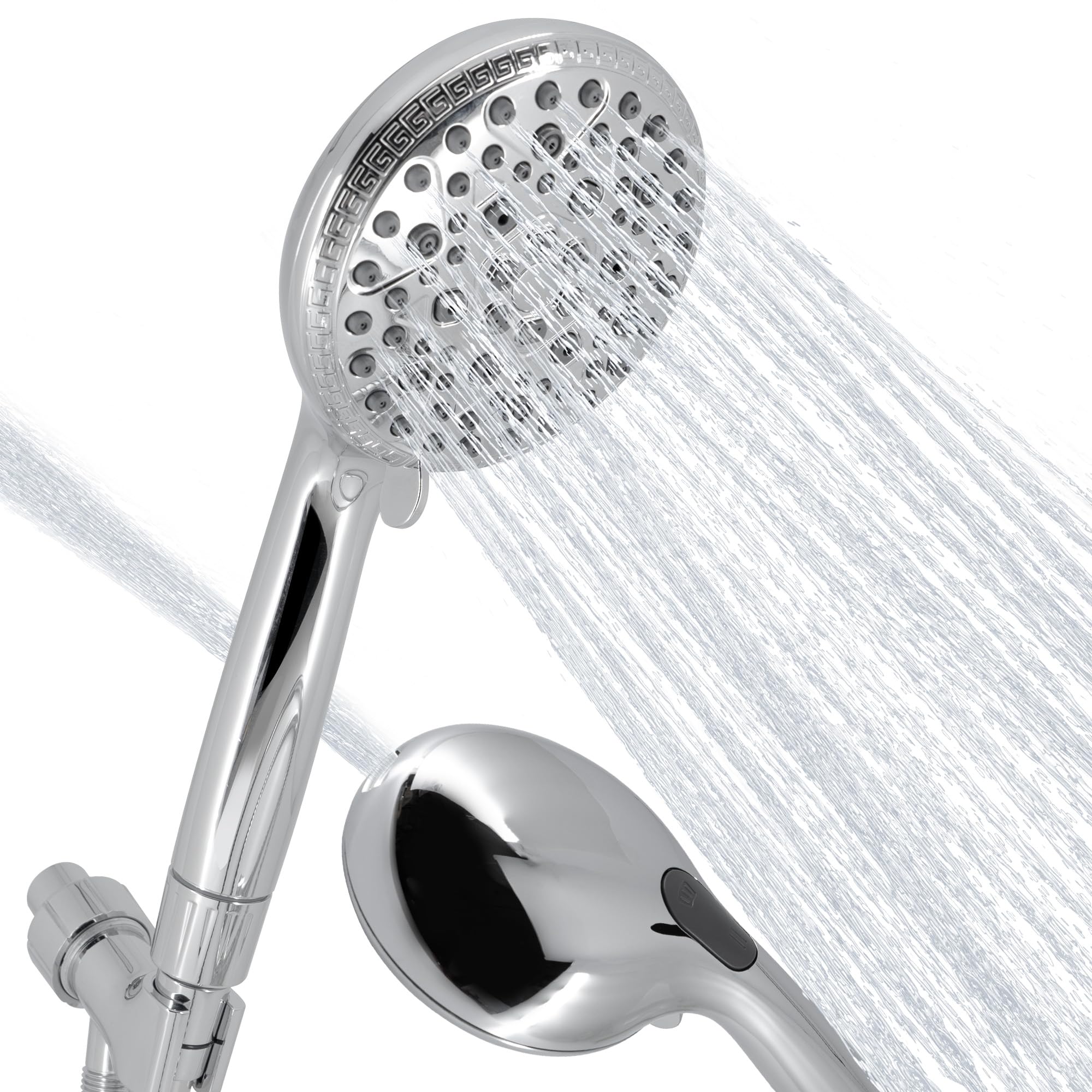 VANCOCO High Pressure 9-Mode Handheld Shower Head with Filters, Built-in Power Spray to Clean Tub, Pets, Tiles, 69 inch Stainless Steel Hose, Adjustable Bracket, Chrome