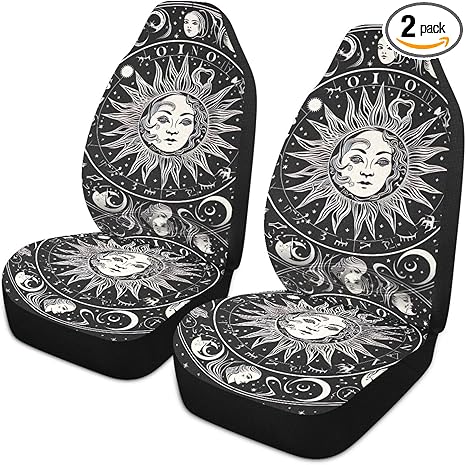 Kigai Zodiac Symbols Pattern Car Seat Covers Universal Non-Slip Car Seat Cover Breathable Stain Resistant Seats Covers for Cars 2PCS