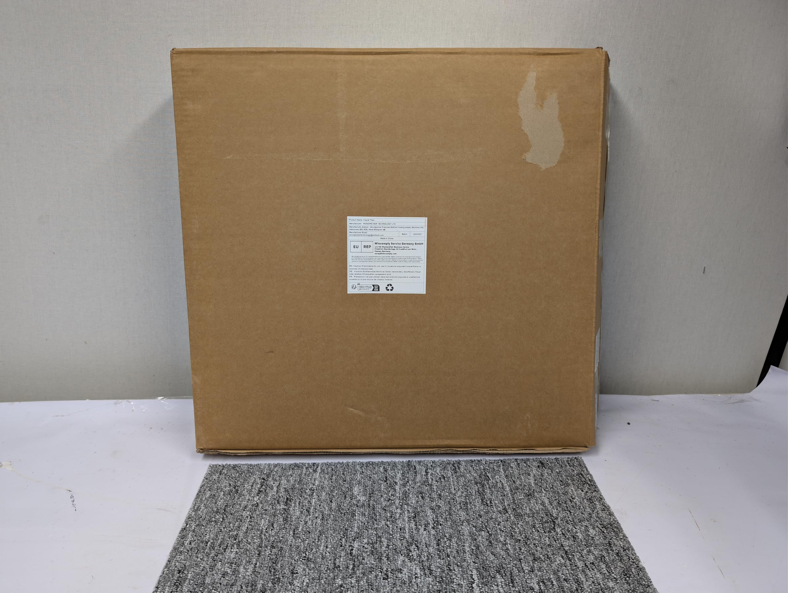 20 x Teppichfliesen 5 m² schwer für Schlafzimmer, Wohnzimmer, Büro, Premium-Bodenbeläge, Teppiche, Bodenfliesen, strapazierfähiger, rutschfester Bodenbelag, Bitumenrückseite 2025 Neu (Grau)