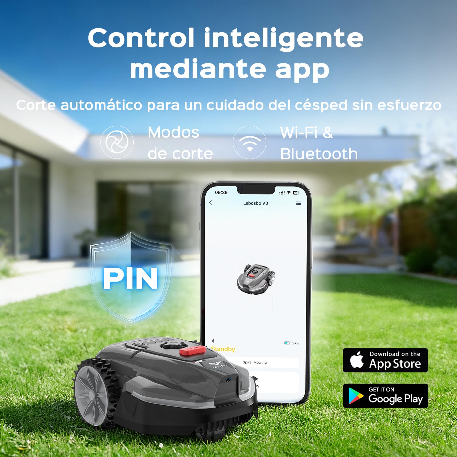 V3 robot cortacésped, con navegación visual, detección de 150+ obstáculos, control por app, 50 dB, con modo espiral y sensor de lluvia, cortacésped automático para jardines pequeños y medianos
