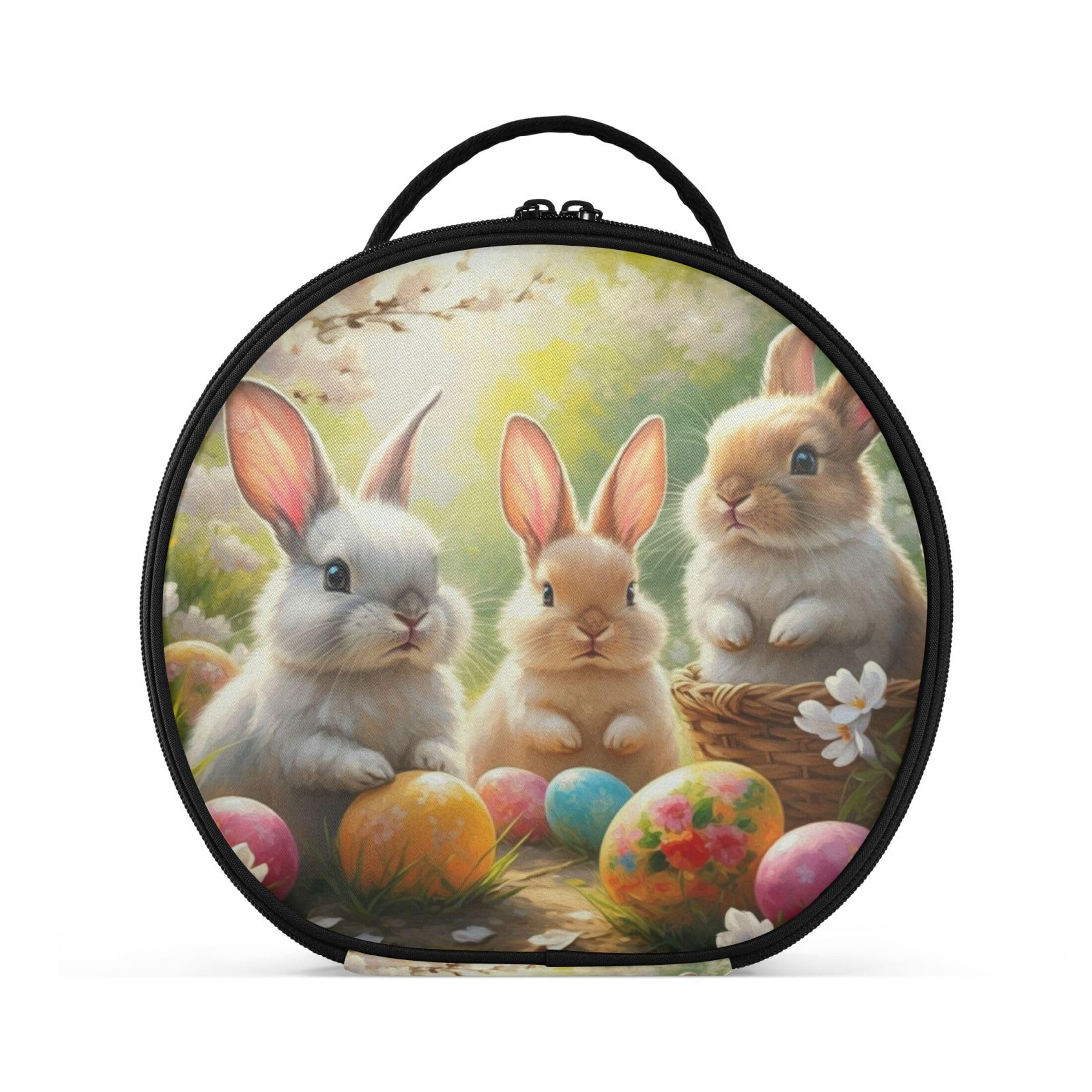 Takiito Easter Bunny Travel Makeup Case Portable Makeup Box Artist Cosmetic Case Organizer With Adjustable Dividers