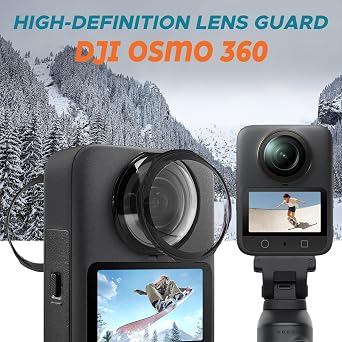 JZW-Shop PC Lens Guard with 2 Pack Screen Protectors Compatible with DJI OSMO 360 Action Camera, 9H, Scratch Protection, Anti-Fingerprints, Bubble-Free, HD Clear